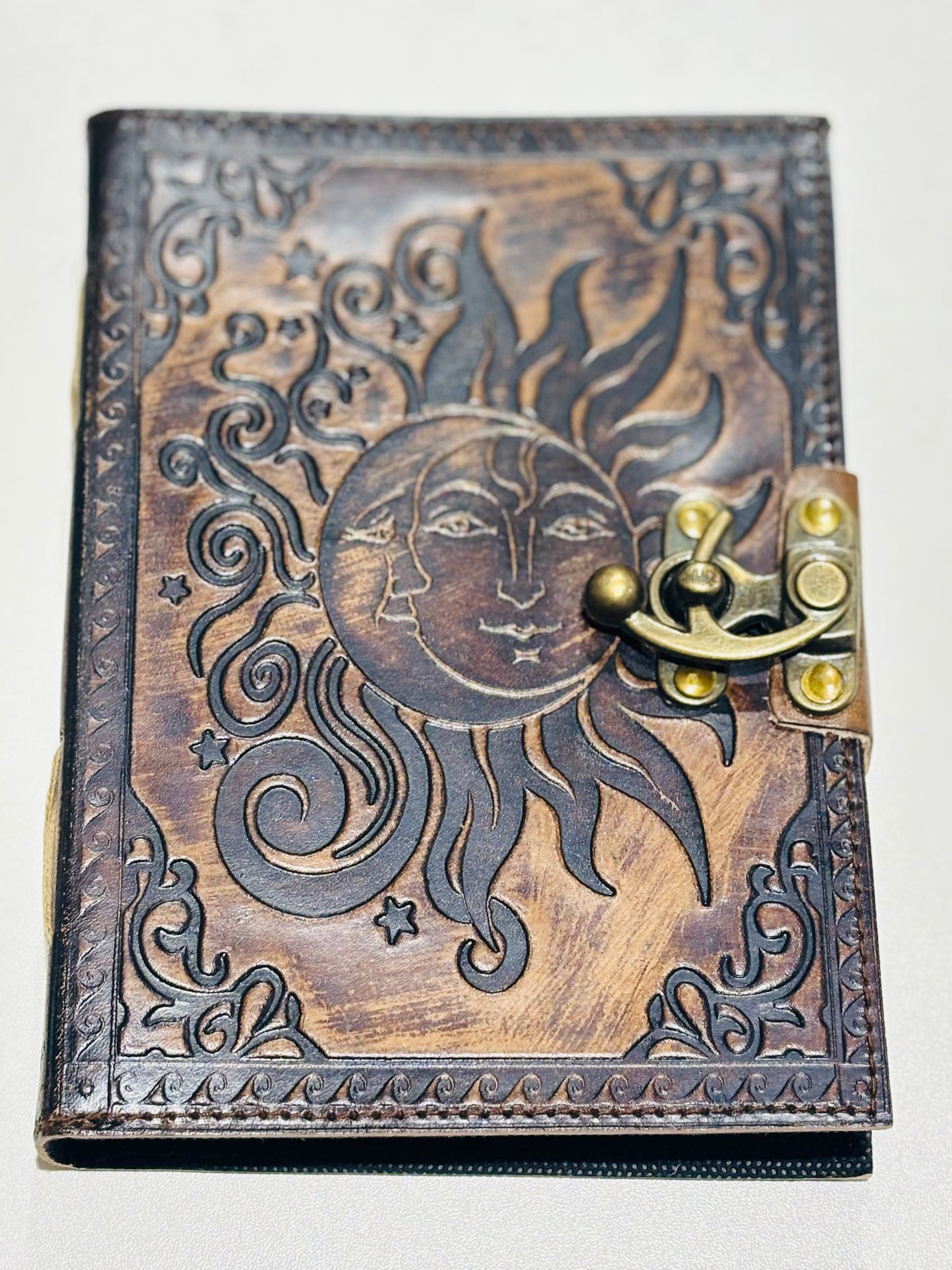 Celestial Embossed Blank Leather Journal (5″ x 7″)