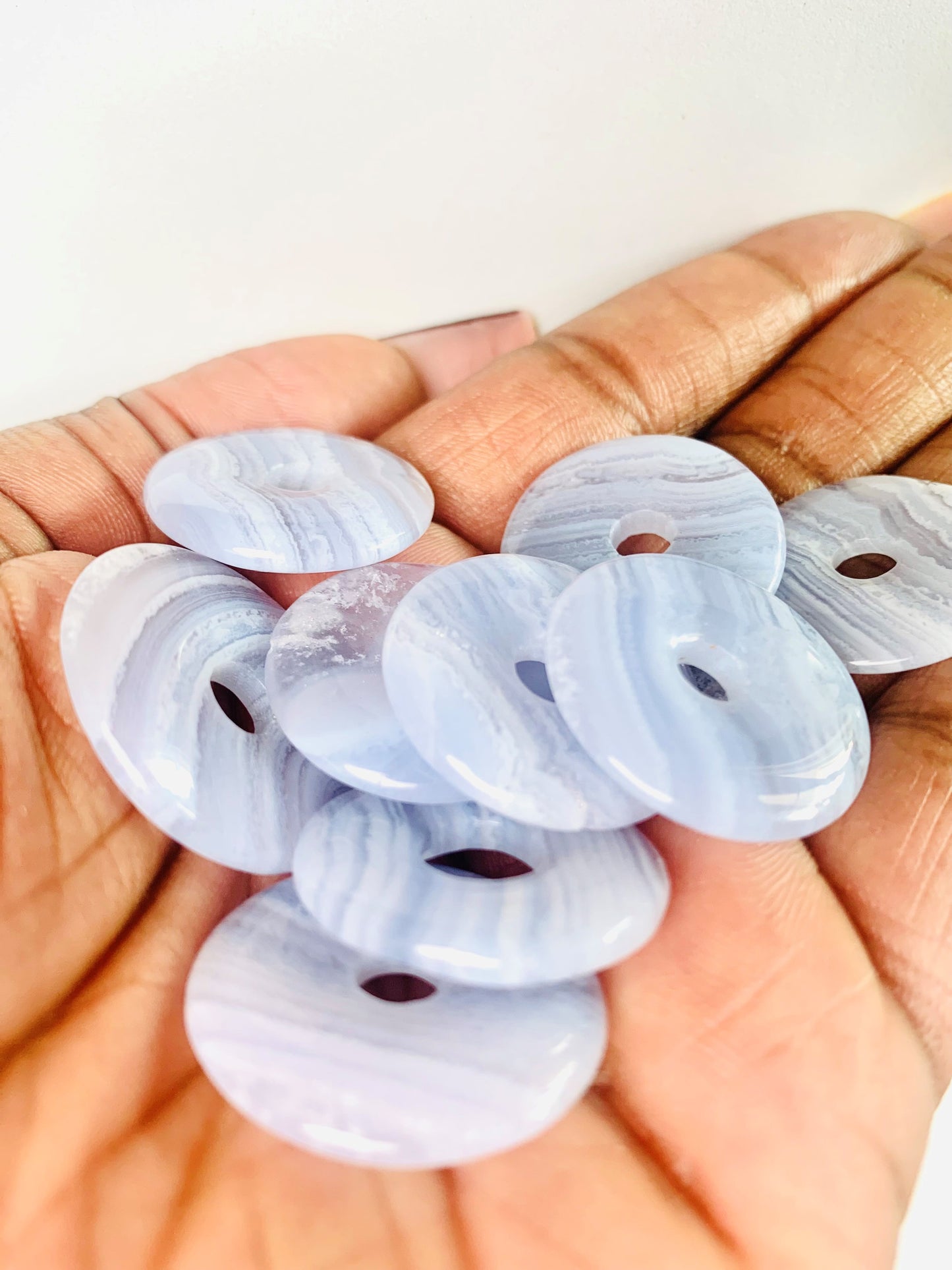 Blue Lace Agate Donut Pendant